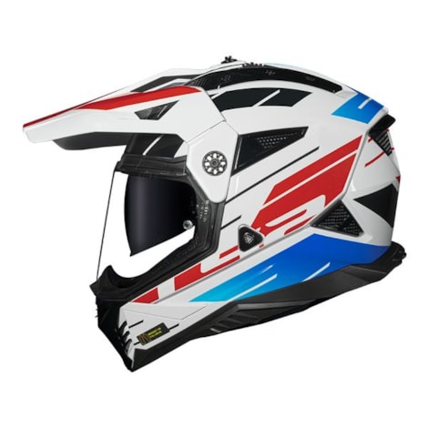 Capacete LS2 MX702 Pioneer II Namib Branco Azul Vermelho