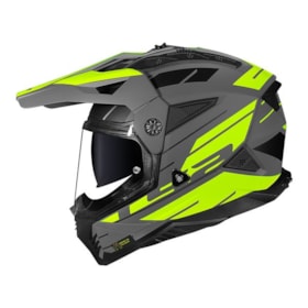 Capacete LS2 MX702 Pioneer II Namib - Cinza Fosco Amarelo Flúor