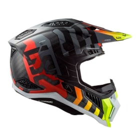 Capacete LS2 MX703 X-Force Carbon Barrier - Amarelo Flúor Vermelho