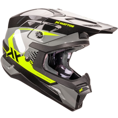 Capacete Mattos Racing Echoes Kids - Chumbo Flúor