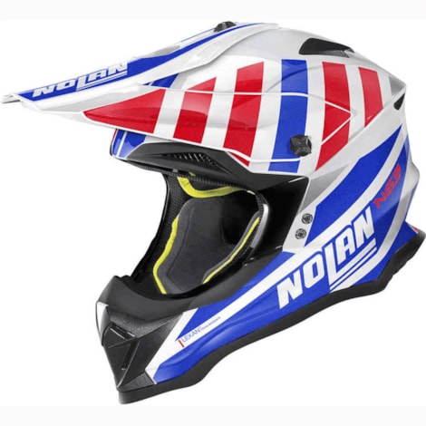 Capacete Nolan N53 Cliff Jumper - Branco Azul Vermelho