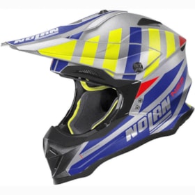 Capacete Nolan N53 Cliff Jumper - Prata Azul Amarelo