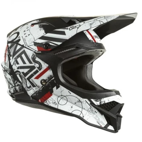 Segunda imagem do produto Capacete Oneal 3Series Scarz Preto Branco Vermelho