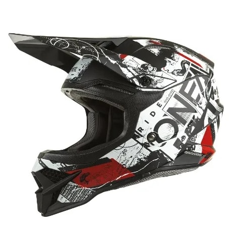 Capacete Oneal 3Series Scarz Preto Branco Vermelho