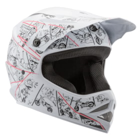 Capacete Pro Tork Infantil Cartoon Racing - Branco Vermelho