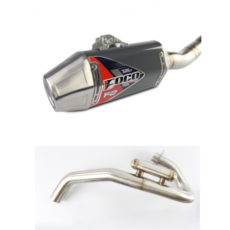 Escapamento Foco Completo CRF 250F Strong F2 - Titanio Acetinado