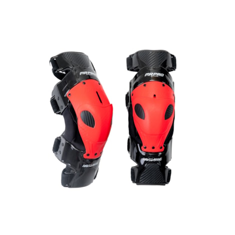 Segunda imagem do produto Joelheira MR Pro New Classic Preto Brilho Casquilho Vermelho