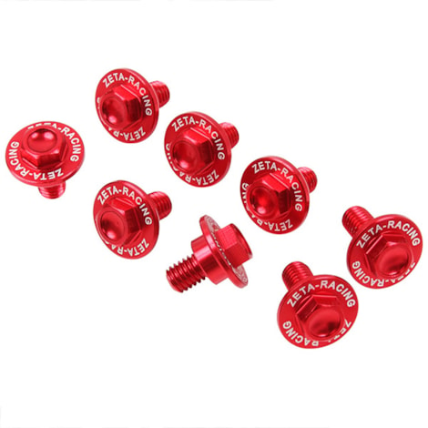 Kit Parafusos p/ Fixar o Protetor de Suspensão Dianteira Zeta CR125/250 97/07 CRF250R 04/23 8Pçs - Vermelho 