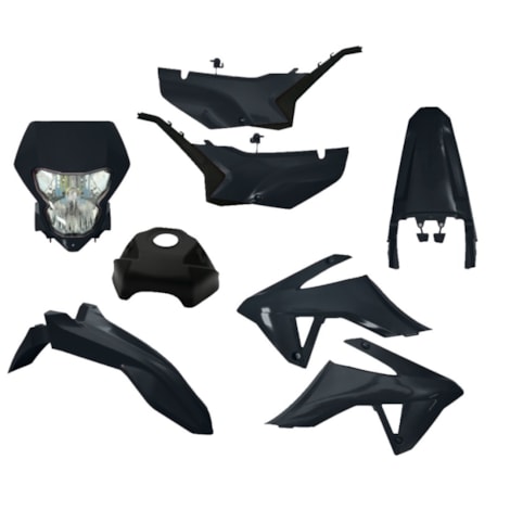 Kit Plástico AMX Adventure C/ Farol Tornado 02/08 - Preto