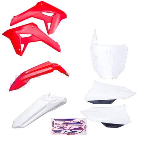 Kit Plástico AMX CRF 250F F21 C/ Number e S/ Led - Vermelho Branco Branco