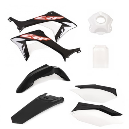 Kit Plástico AMX CRF 250F - Preto Branco Branco