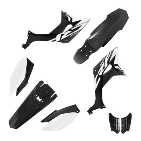 Kit Plástico Biker Evo CRF 250F - Preto Branco