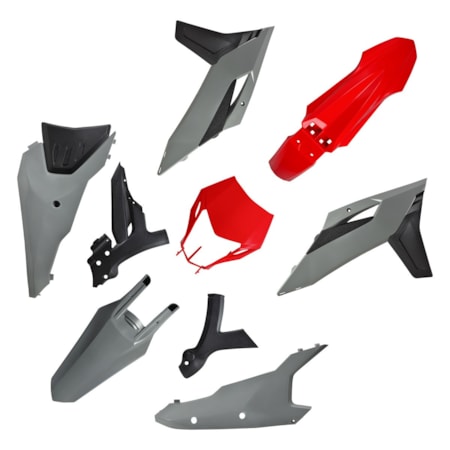 Kit Plástico Biker MXF TSX 250/300 26 Cinza Vermelho