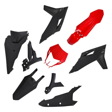 Kit Plástico Biker MXF TSX 250/300 26 Preto Vermelho