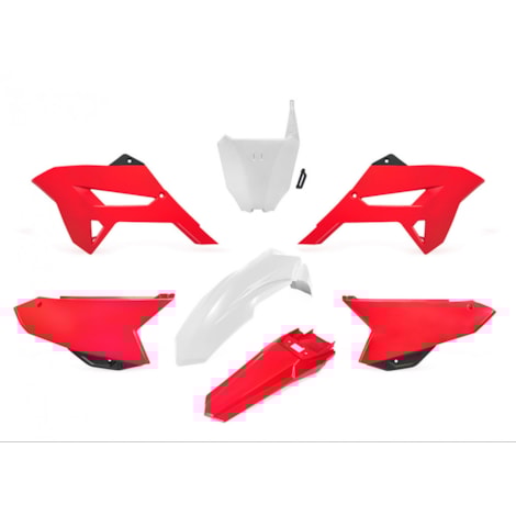 Kit Plástico Biker R1de CRF 230 08/18 - Branco Vermelho