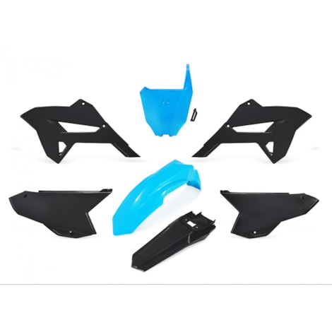 Kit Plástico Kiker R1de CRF 230 08/18 - Preto Azul Neon