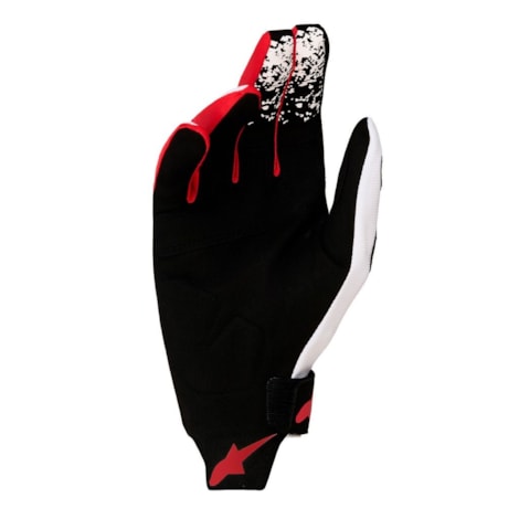 Segunda imagem do produto Luva Alpinestars Techstar Preto Branco Vermelho Flúor