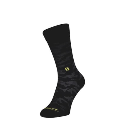 Meia Scott Cano Médio Trail Camo Crew - Preto Amarelo