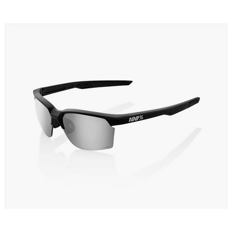 Óculos 100% Sportcoupe Preto Fosco - Lente Hiper Prata Mirror