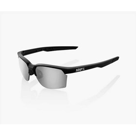 Óculos 100% Sportcoupe Preto Fosco - Lente Hiper Prata Mirror