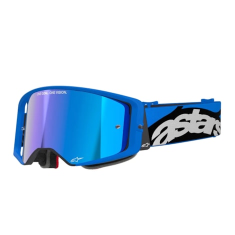 Óculos Alpinestars Supertech Stream Azul Preto - Lente Esspelhado Azul