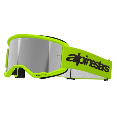 Óculos Alpinestars Vision 3 Wordmark Amarelo Flúor - Lente Espelhada Prata