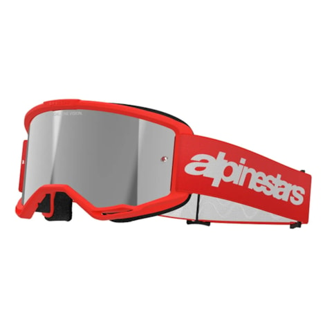 Óculos Alpinestars Vision 3 Wordmark Vermelho - Lente Espelhada Prata