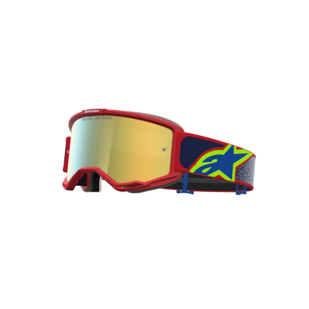 Óculos Alpinestars Vision 5 Drag Vermelho Azul Lente Dourado