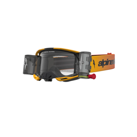 Óculos Alpinestars Vision 8 Amber Roll-Off Amarelo Vermelho Preto Lente Transparente