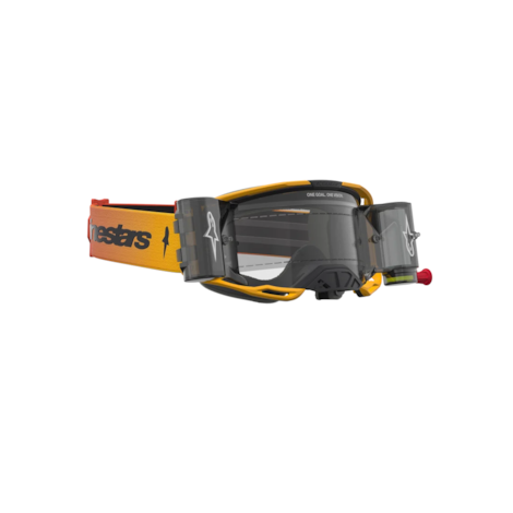 Segunda imagem do produto Óculos Alpinestars Vision 8 Amber Roll-Off Amarelo Vermelho Preto Lente Transparente