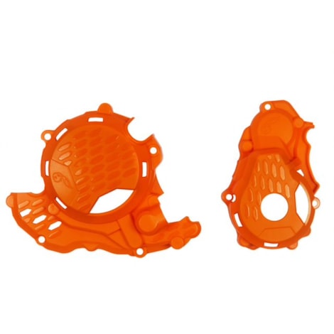 Tampas Laterais do Motor AMX KTM 250/350 4T Enduro Cross 17/22 Husq FE 250/350 17/22 - Laranja