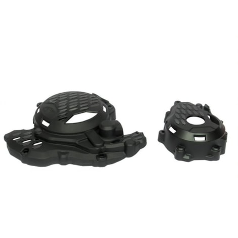 Segunda imagem do produto Tampas Laterais do Motor AMX KTM 250/350 4T Enduro Cross 17/22 Husq FE 250/350 17/22 - Preto